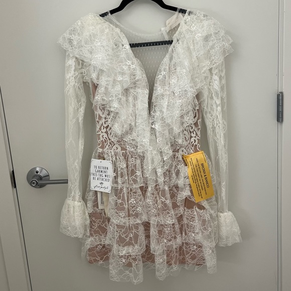 FREE PEOPLE x BRONX & BANCO Rebecca Blanc Mini Dress | size 6 / medium - Picture 4 of 6